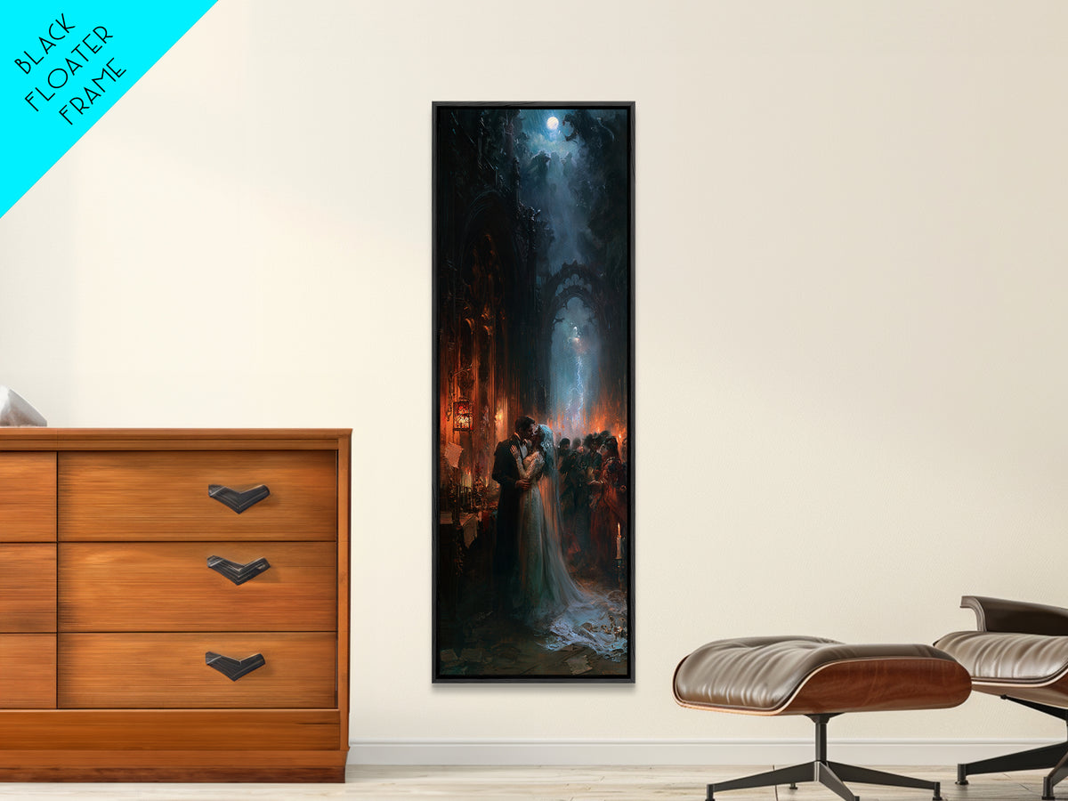 The Ghost Wedding, Victorian Gothic Art, Tall Narrow Wall Art, Canvas Print, Gothic Wall Decor, Halloween Portrait Art, Spooky Wall Decor