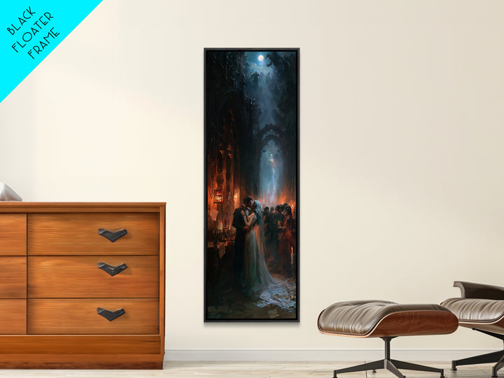 The Ghost Wedding, Victorian Gothic Art, Tall Narrow Wall Art, Canvas Print, Gothic Wall Decor, Halloween Portrait Art, Spooky Wall Decor