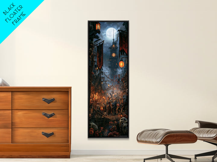 The Monster Parade, Dark Academia Wall Art, Tall Narrow Wall Art, Canvas Print, Gothic Wall Decor, Halloween Portrait Art, Gothic Home Decor