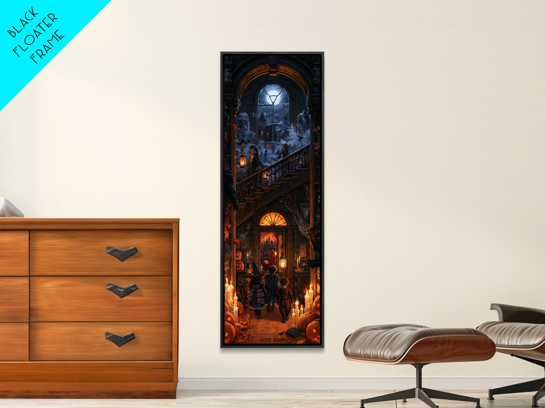 The Trick-Or-Treat Procession, Macabre Victorian Decor, Tall Narrow Wall Art, Canvas Print, Gothic Wall Decor, Halloween Portrait Art
