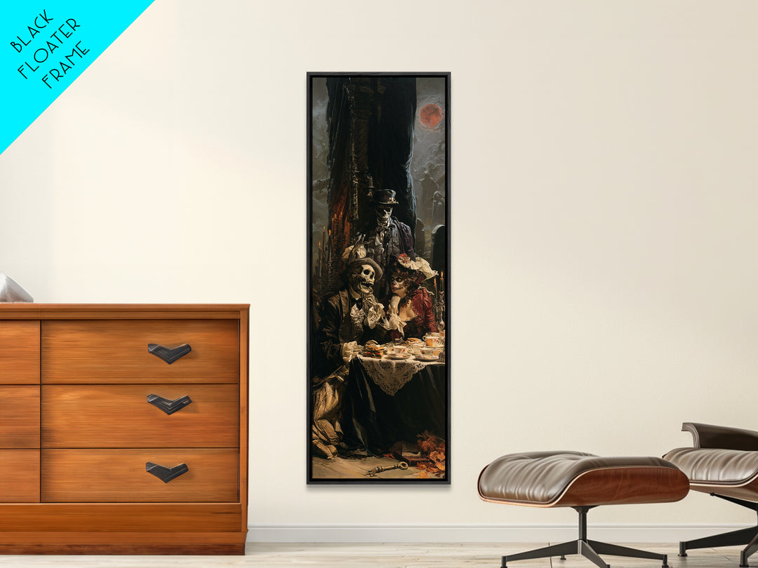 The Zombie Picnic, Victorian Horror Portrait, Tall Narrow Wall Art, Canvas Print, Gothic Wall Decor, Halloween Portrait Art