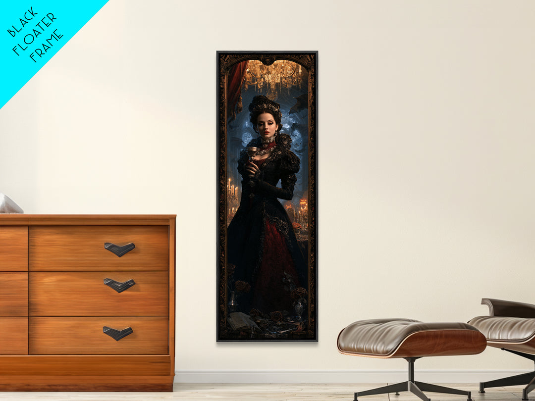 The Vampire Banquet, Antique Gothic Portrait, Tall Narrow Wall Art, Canvas Print, Gothic Wall Decor, Halloween Portrait Art, Horror Wall Art