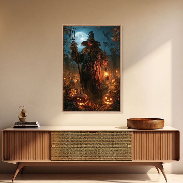 The Scarecrow Uprising, Macabre Victorian Decor, Vertical Wall Art, Framed Canvas Print, Gothic Wall Decor, Halloween Portrait Art