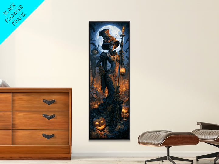 The Scarecrow Uprising, Dark Academia Wall Art, Tall Narrow Wall Art, Framed Canvas Print, Gothic Wall Decor, Halloween Portrait Art