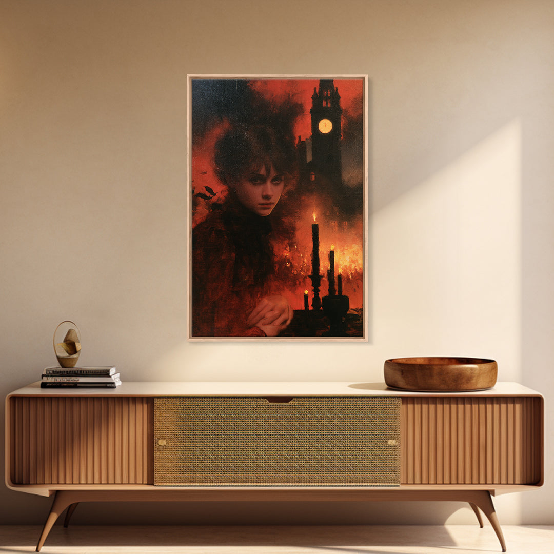 The Thirteenth Bell, Victorian Horror Portrait, Vertical Wall Art, Canvas Print, Gothic Wall Decor, Halloween Portrait Art, Macabre Wall Art