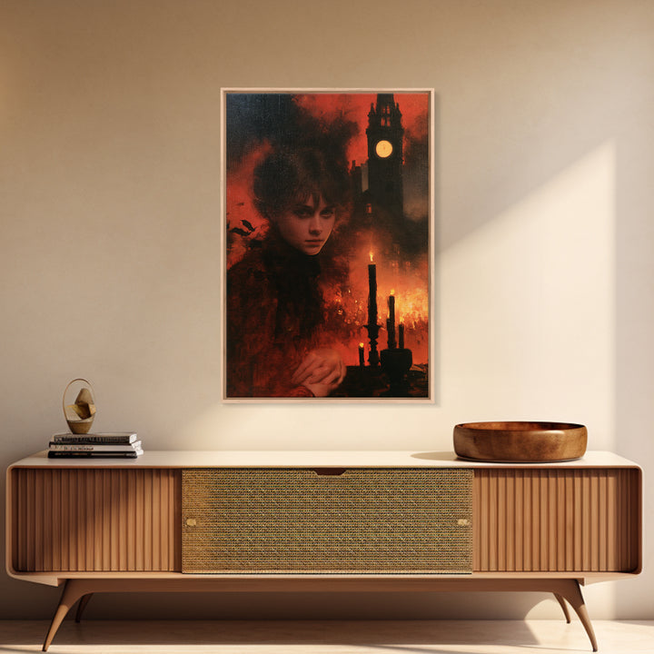 The Thirteenth Bell, Victorian Horror Portrait, Vertical Wall Art, Canvas Print, Gothic Wall Decor, Halloween Portrait Art, Macabre Wall Art