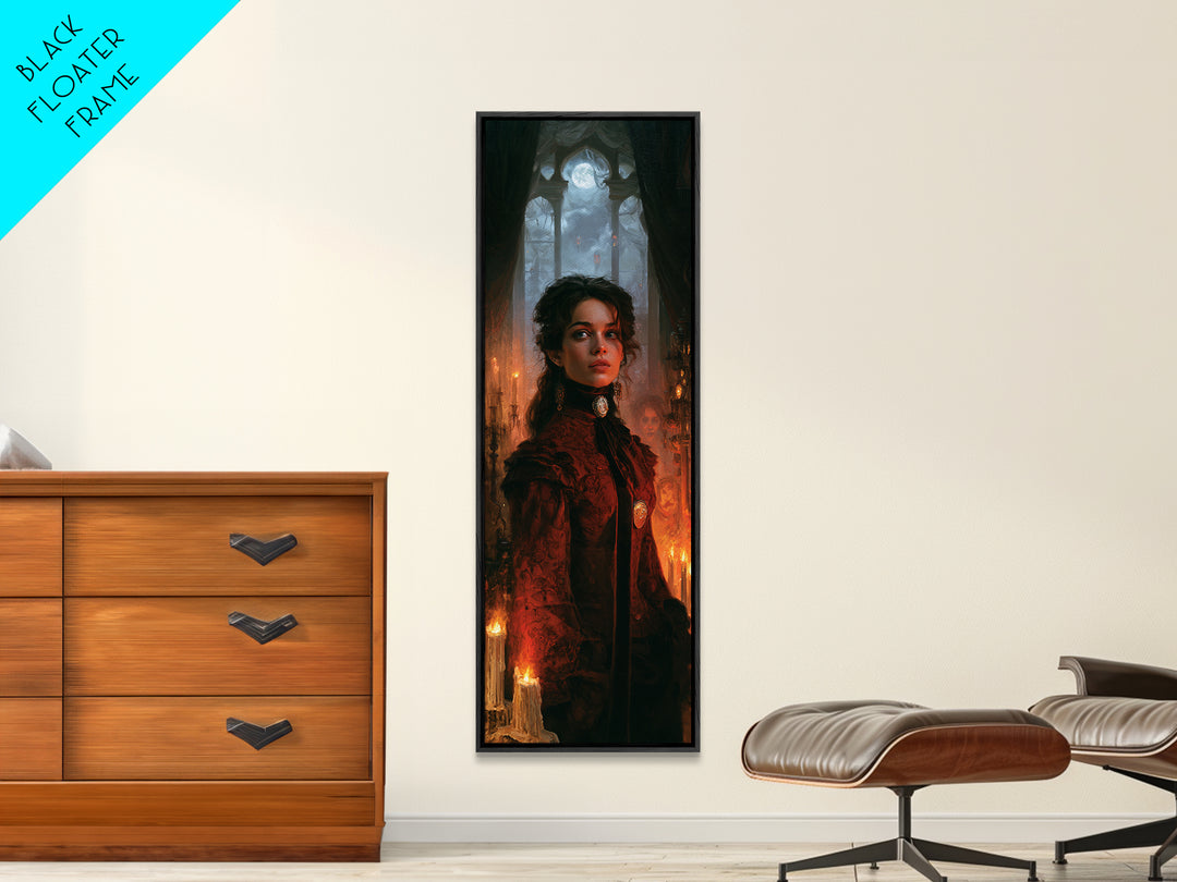 The Cemetery Lantern Festival, Macabre Victorian Decor, Tall Narrow Wall Art, Canvas Print, Gothic Wall Decor, Halloween Portrait Art