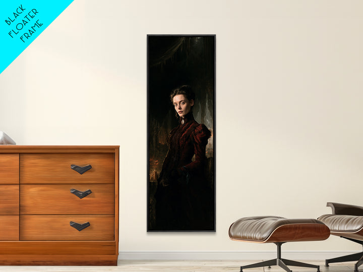 The Halloween Storm, Dark Academia Wall Art, Tall Narrow Wall Art, Framed Canvas Print, Gothic Wall Decor, Halloween Portrait Art