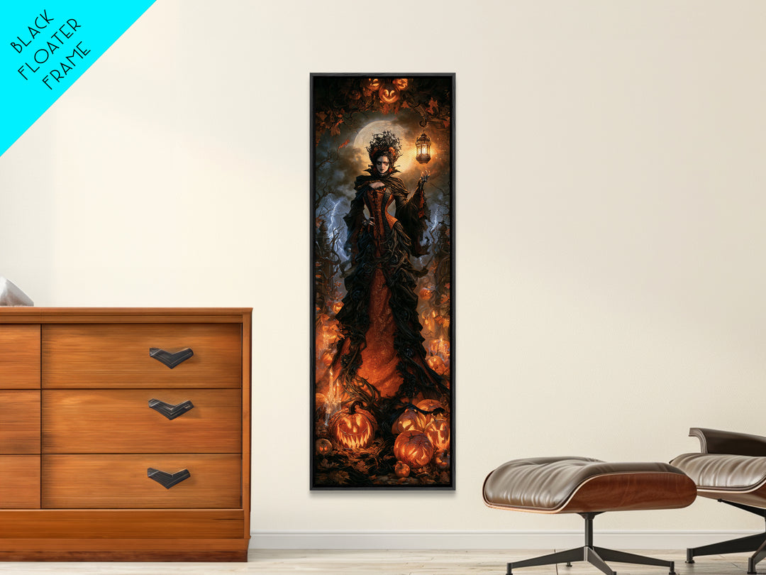 The First Frost Awakening, Victorian Gothic Art, Tall Narrow Wall Art, Framed Canvas Print, Gothic Wall Decor, Halloween Portrait Art
