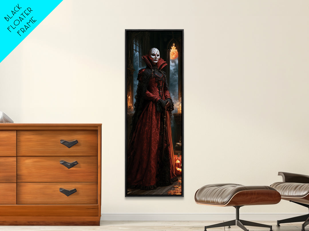 The Cracked Porcelain Mask, Macabre Victorian Decor, Tall Narrow Wall Art, Canvas Print, Gothic Wall Decor, Halloween Portrait Art