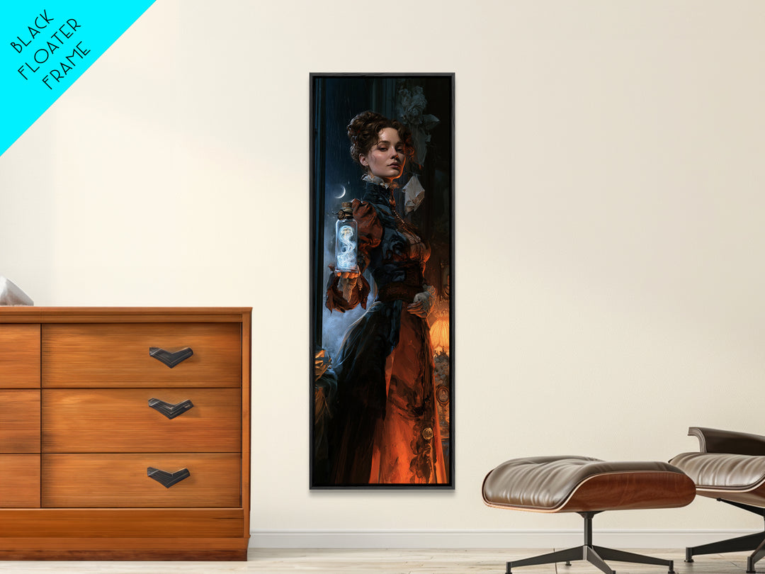 The Bottled Ghost, Victorian Gothic Art, Tall Narrow Wall Art, Canvas Print, Gothic Wall Decor, Halloween Portrait Art, Statement Wall Art