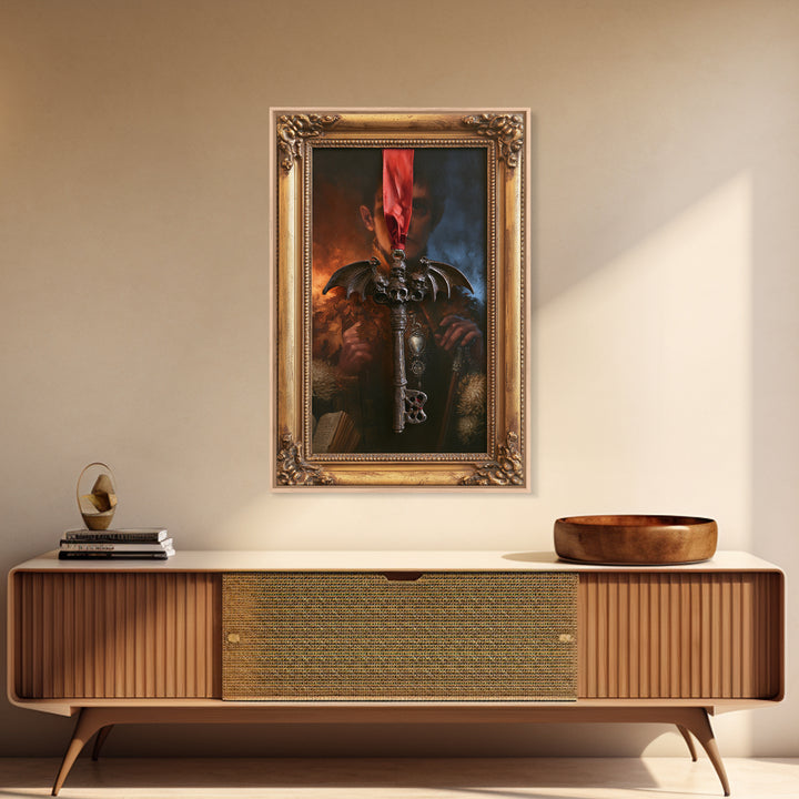 The Coffin Key, Macabre Victorian Decor, Vertical Wall Art, Canvas Print, Gothic Wall Decor, Halloween Portrait Art, Halloween Decor