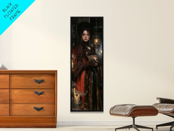The Antique Spirit Board, Victorian Gothic Art, Tall Narrow Wall Art, Canvas Print, Gothic Wall Decor, Halloween Portrait Art