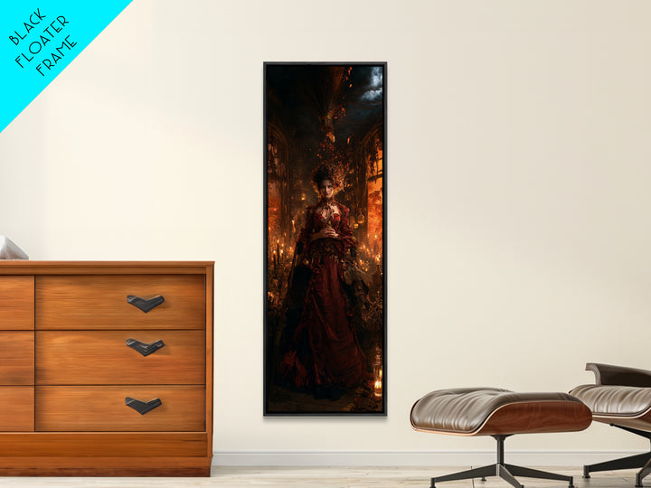 The Witch'S Broom, Victorian Gothic Art, Tall Narrow Wall Art, Canvas Print, Gothic Wall Decor, Halloween Portrait Art, Halloween Wall Art