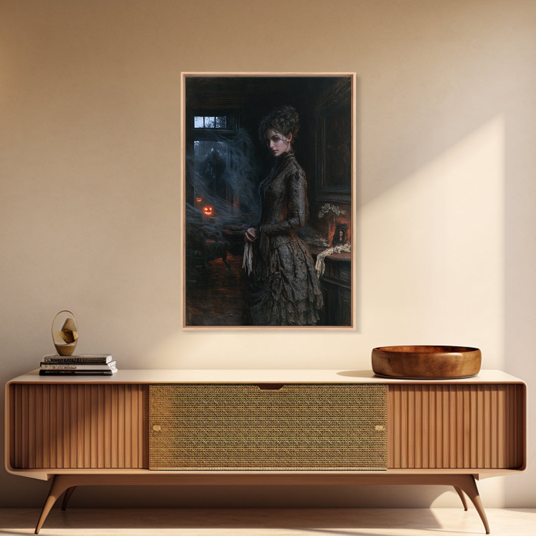 The Haunted Portrait, Antique Gothic Portrait, Vertical Wall Art, Canvas Print, Gothic Wall Decor, Halloween Portrait Art