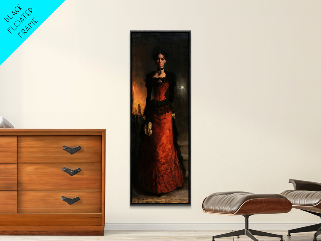 The Haunted Portrait, Victorian Gothic Art, Tall Narrow Wall Art, Canvas Print, Gothic Wall Decor, Halloween Portrait Art