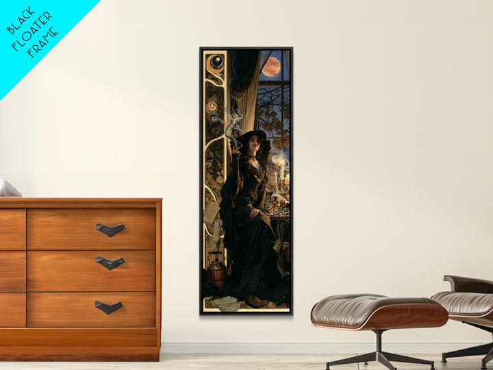 Art Nouveau Witchcraft, Dark Academia Wall Art, Tall Narrow Wall Art, Canvas Print, Gothic Wall Decor, Halloween Portrait Art