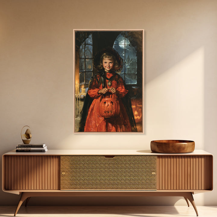 1950s Halloween Nostalgia, Antique Gothic Portrait, Vertical Wall Art, Canvas Print, Gothic Wall Decor, Halloween Portrait Art