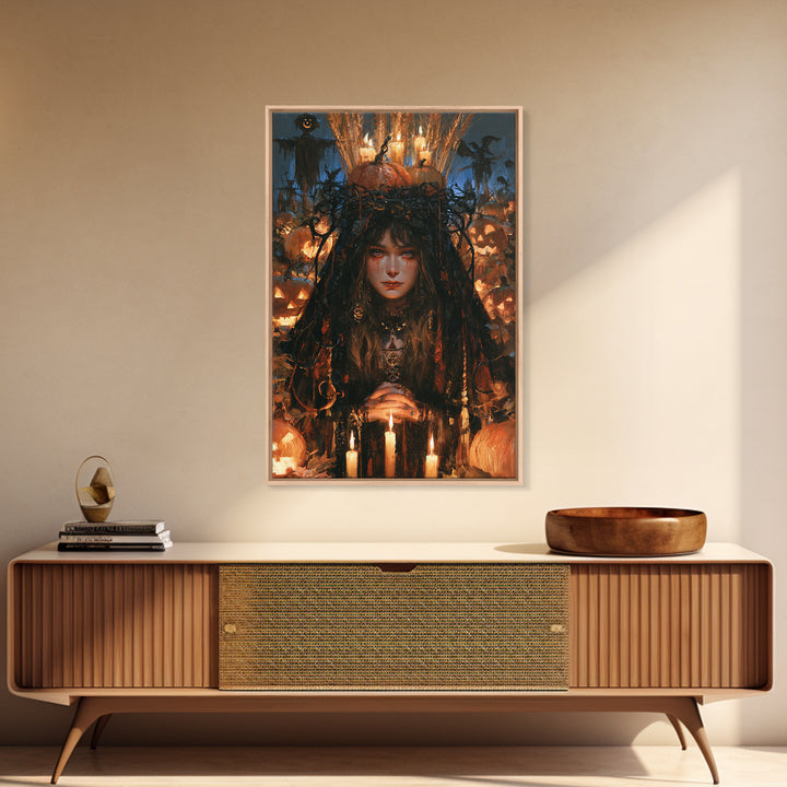 Occult Harvest Festival, Dark Academia Wall Art, Vertical Wall Art, Canvas Print, Gothic Wall Decor, Halloween Portrait Art, Horror Wall Art