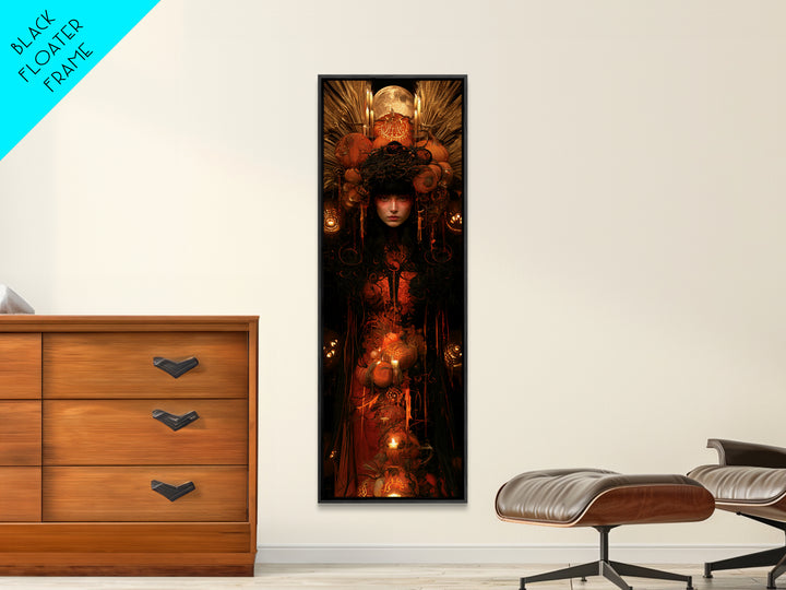 Occult Harvest Festival, Victorian Horror Portrait, Tall Narrow Wall Art, Canvas Print, Gothic Wall Decor, Halloween Portrait Art
