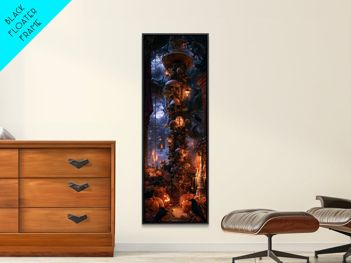 Enchanted Woodland Halloween, Victorian Gothic Art, Tall Narrow Wall Art, Canvas Print, Gothic Wall Decor, Halloween Portrait Art