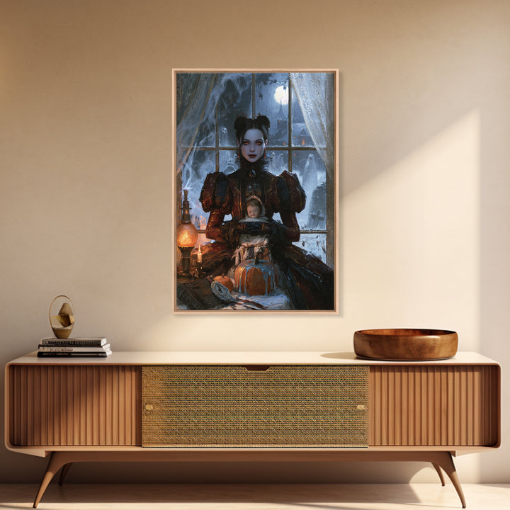 Frozen Halloween, Antique Gothic Portrait, Vertical Wall Art, Canvas Print, Gothic Wall Decor, Halloween Portrait Art, Dark Fantasy Art