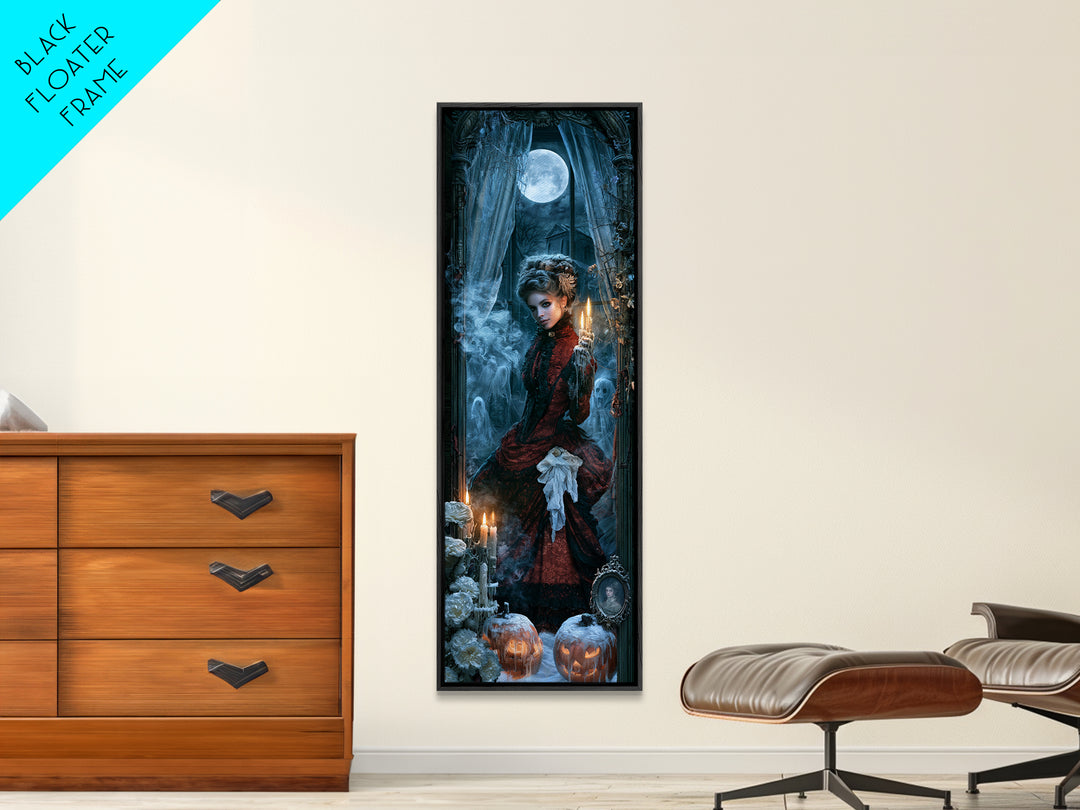 Frozen Halloween, Antique Gothic Portrait, Tall Narrow Wall Art, Canvas Print, Gothic Wall Decor, Halloween Portrait Art, Spooky Wall Decor