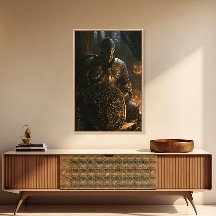 The Spider Knight, Victorian Gothic Art, Vertical Wall Art, Framed Canvas Print, Gothic Wall Decor, Halloween Portrait Art