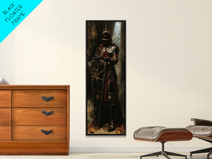 The Spider Knight, Antique Gothic Portrait, Tall Narrow Wall Art, Canvas Print, Gothic Wall Decor, Halloween Portrait Art, Horror Wall Art