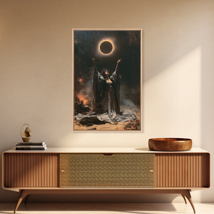 The Moon Priestess, Macabre Victorian Decor, Vertical Wall Art, Canvas Print, Gothic Wall Decor, Halloween Portrait Art, Macabre Wall Art