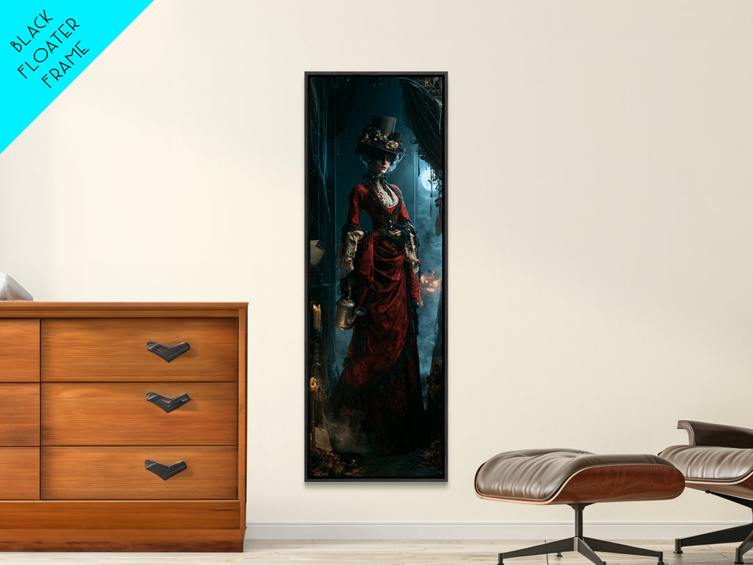 The Graveyard Gardener, Antique Gothic Portrait, Tall Narrow Wall Art, Canvas Print, Gothic Wall Decor, Halloween Portrait Art