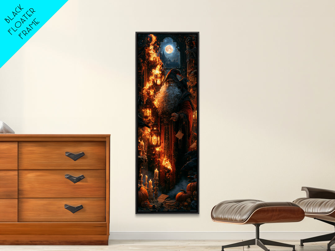 The Lantern Mage, Macabre Victorian Decor, Tall Narrow Wall Art, Framed Canvas Print, Gothic Wall Decor, Halloween Portrait Art