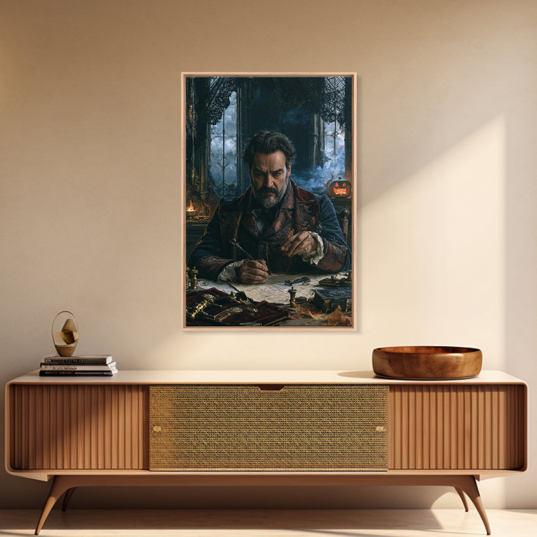 The Royal Coffin Maker, Victorian Horror Portrait, Vertical Wall Art, Framed Canvas Print, Gothic Wall Decor, Halloween Portrait Art