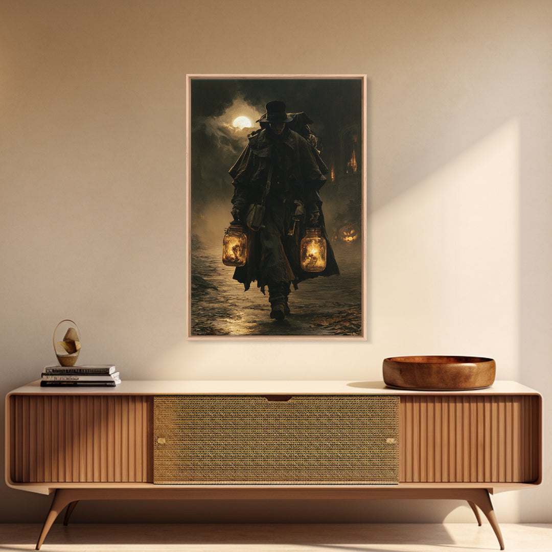 The Soul Collector, Dark Academia Wall Art, Vertical Wall Art, Canvas Print, Gothic Wall Decor, Halloween Portrait Art, Macabre Wall Art