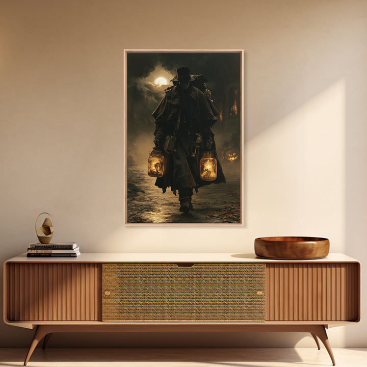 The Soul Collector, Dark Academia Wall Art, Vertical Wall Art, Canvas Print, Gothic Wall Decor, Halloween Portrait Art, Macabre Wall Art