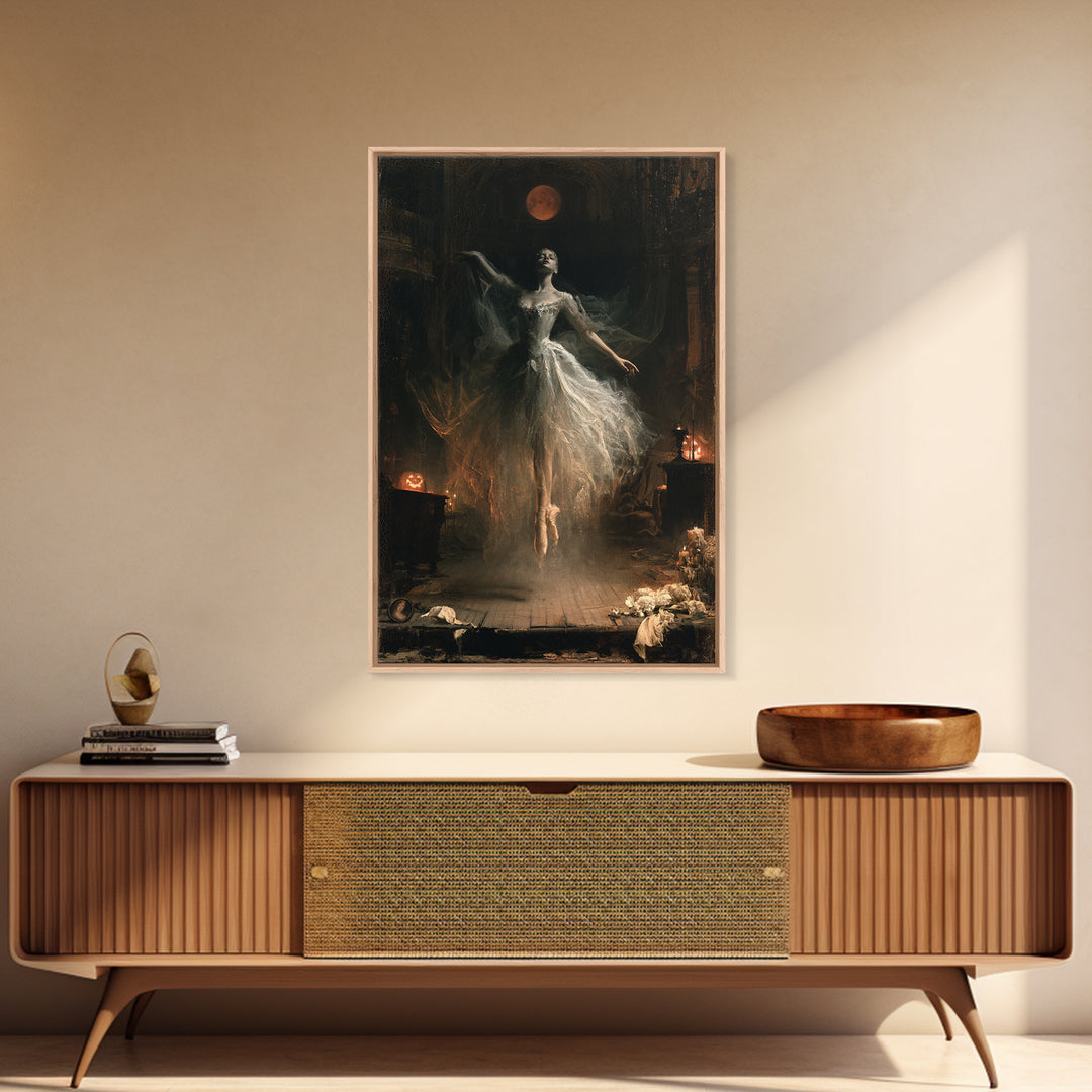 The Phantom Ballerina, Victorian Gothic Art, Vertical Wall Art, Canvas Print, Gothic Wall Decor, Halloween Portrait Art