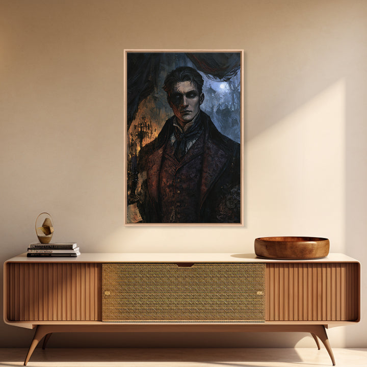 The Ash-Covered Oracle, Antique Gothic Portrait, Vertical Wall Art, Framed Canvas Print, Gothic Wall Decor, Halloween Portrait Art
