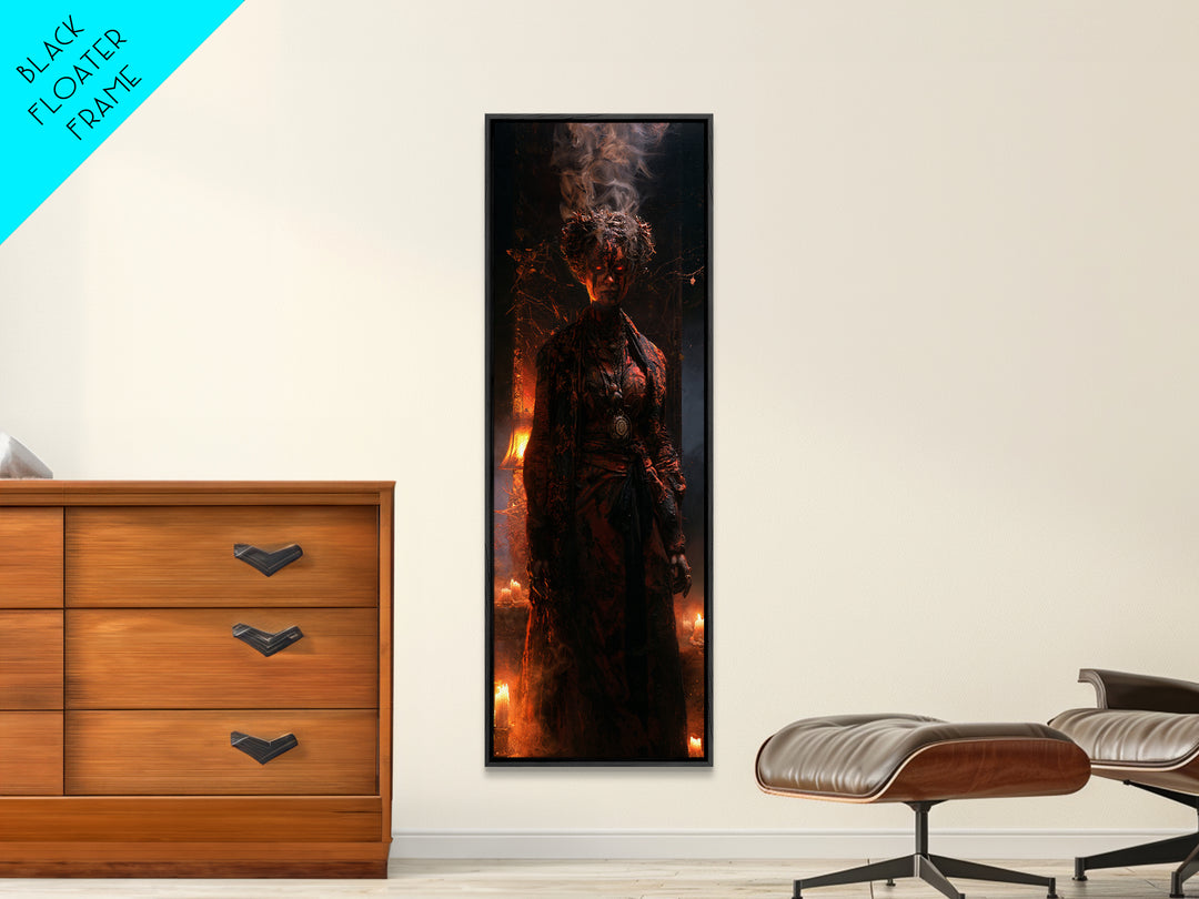 The Ash-Covered Oracle, Victorian Gothic Art, Tall Narrow Wall Art, Canvas Print, Gothic Wall Decor, Halloween Portrait Art, Horror Wall Art