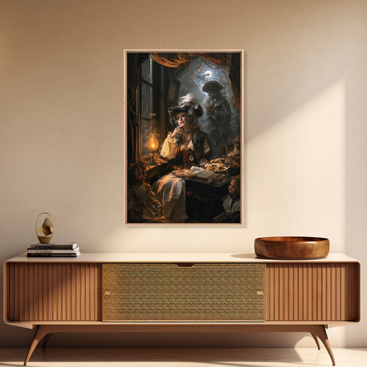 The Ghost Pirate Picnic, Victorian Gothic Art, Vertical Wall Art, Canvas Print, Gothic Wall Decor, Halloween Portrait Art