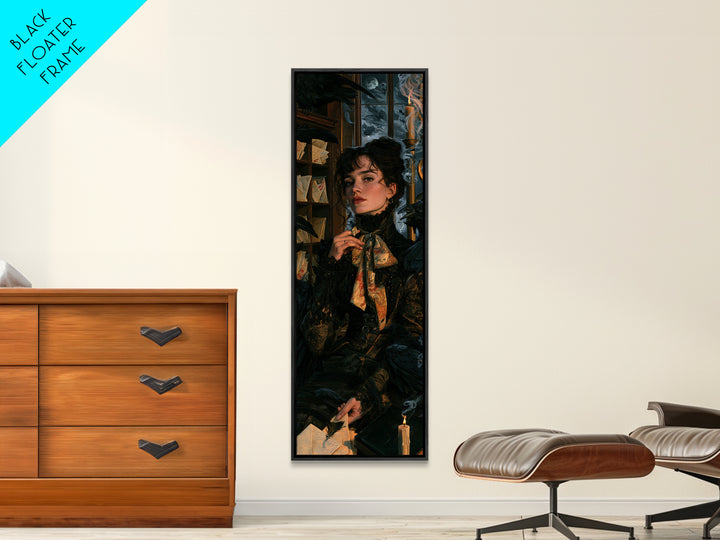 The Raven Post Office, Victorian Gothic Art, Tall Narrow Wall Art, Canvas Print, Gothic Wall Decor, Halloween Portrait Art, Halloween Decor
