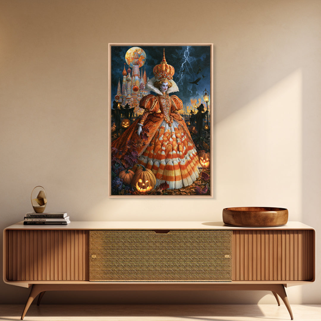 The Candy Corn Kingdom, Victorian Gothic Art, Vertical Wall Art, Canvas Print, Gothic Wall Decor, Halloween Portrait Art, Spooky Wall Decor