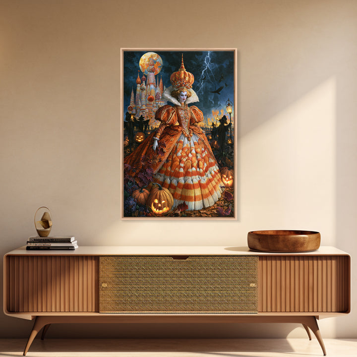 The Candy Corn Kingdom, Victorian Gothic Art, Vertical Wall Art, Canvas Print, Gothic Wall Decor, Halloween Portrait Art, Spooky Wall Decor