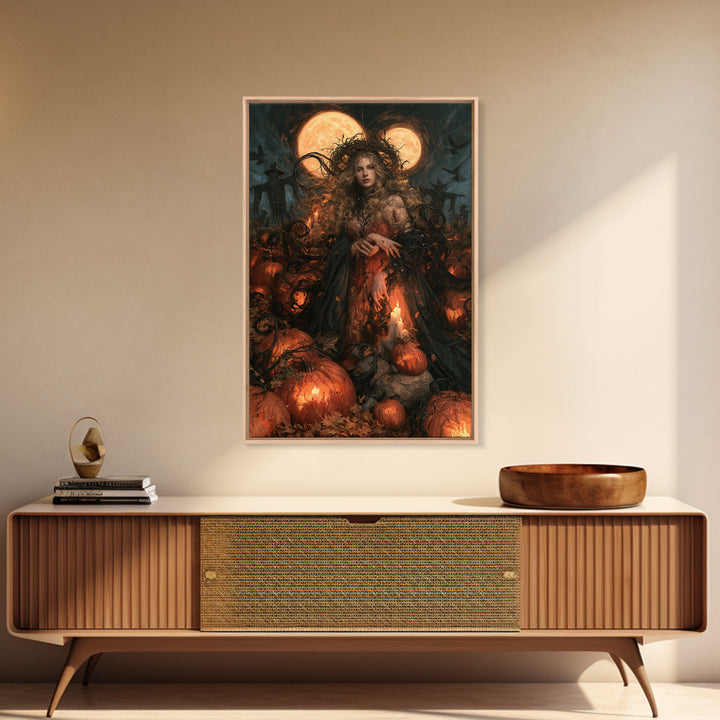 The Alien Pumpkin Patch, Macabre Victorian Decor, Vertical Wall Art, Framed Canvas Print, Gothic Wall Decor, Halloween Portrait Art