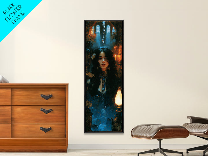 The Underwater Graveyard, Antique Gothic Portrait, Tall Narrow Wall Art, Framed Canvas Print, Gothic Wall Decor, Halloween Portrait Art