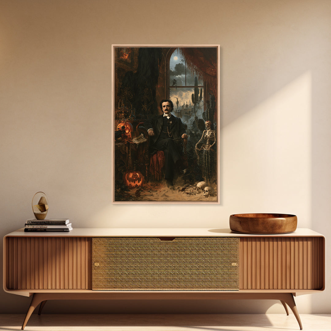 Desert Halloween, Antique Gothic Portrait, Vertical Wall Art, Framed Canvas Print, Gothic Wall Decor, Halloween Portrait Art