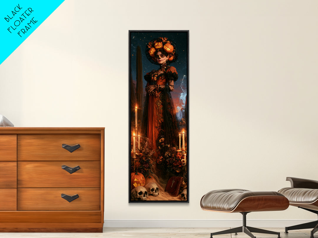 Desert Halloween, Dark Academia Wall Art, Tall Narrow Wall Art, Framed Canvas Print, Gothic Wall Decor, Halloween Portrait Art