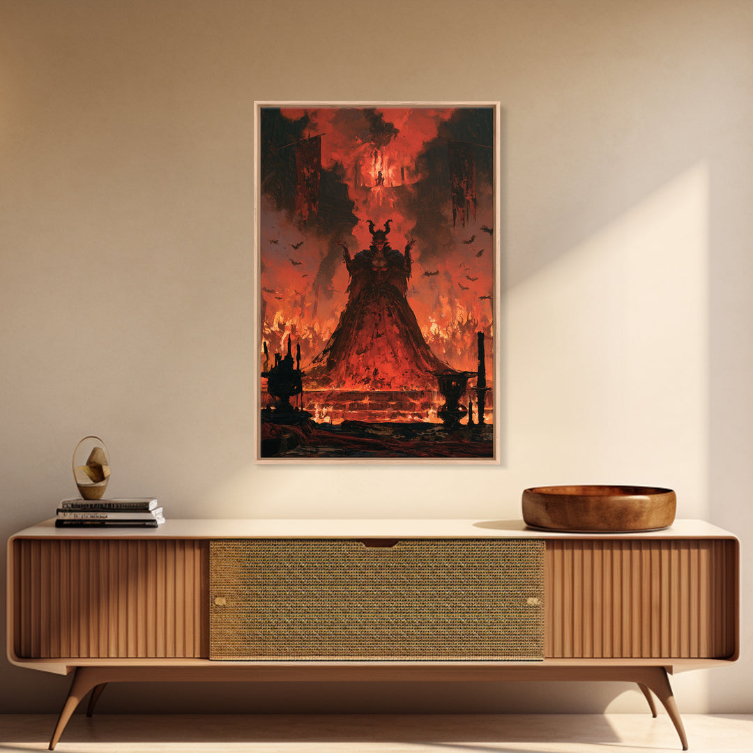 The Volcanic Demon Festival, Victorian Gothic Art, Vertical Wall Art, Framed Canvas Print, Gothic Wall Decor, Halloween Portrait Art