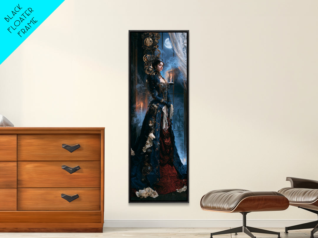 The Clockwork Haunted House, Dark Academia Wall Art, Tall Narrow Wall Art, Framed Canvas Print, Gothic Wall Decor, Halloween Portrait Art