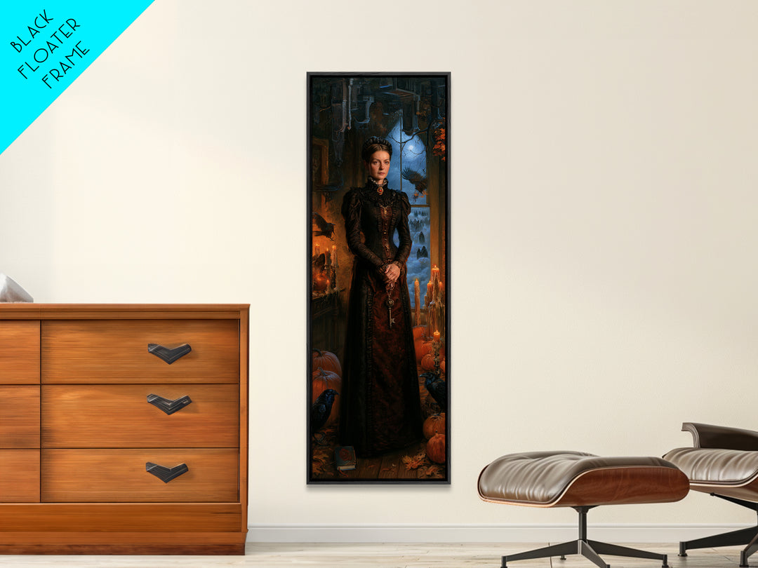 The Upside-Down Cemetery, Macabre Victorian Decor, Tall Narrow Wall Art, Framed Canvas Print, Gothic Wall Decor, Halloween Portrait Art
