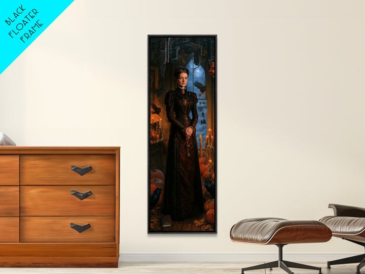 The Upside-Down Cemetery, Macabre Victorian Decor, Tall Narrow Wall Art, Framed Canvas Print, Gothic Wall Decor, Halloween Portrait Art